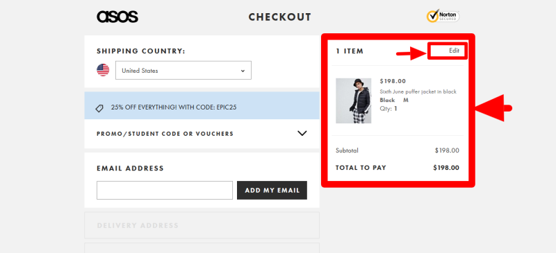 ASOS Checkout